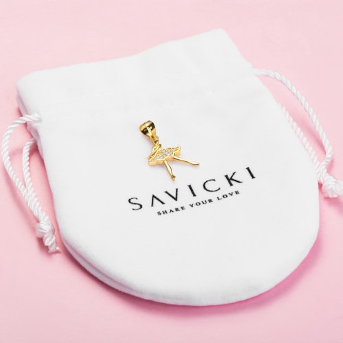 Zawieszka baletnica Savicki: srebrna pozłacana, cyrkonie